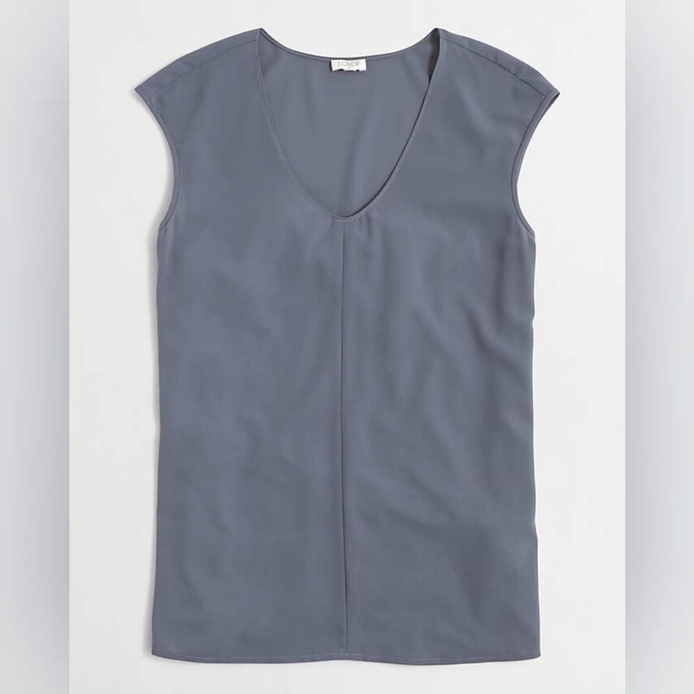 J. Crew Cap-Sleeve Shirttail Blouse In Gray Size 8